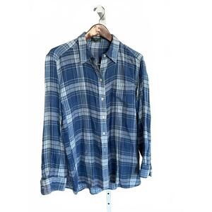 Lauren Jeans Co. Ralph Lauren Women’s XL Blue Plaid Casual Shirt
